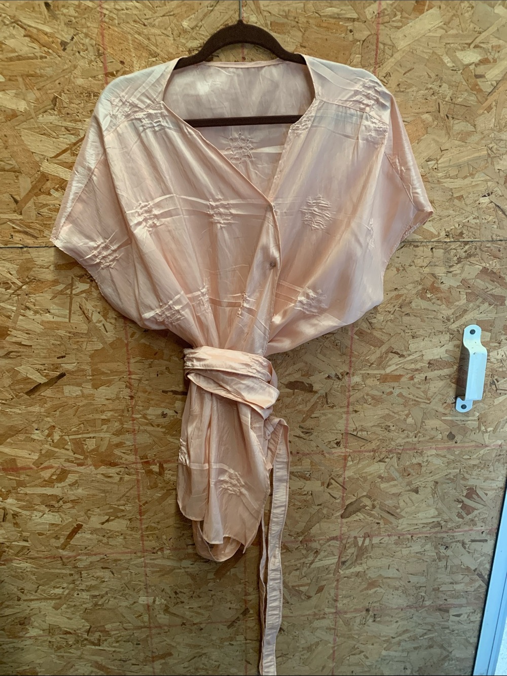 Satin peach wrap top